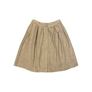 Vintage Campus Casuals‎ A Line Skirt Textured Linen Medium Button Front Pockets